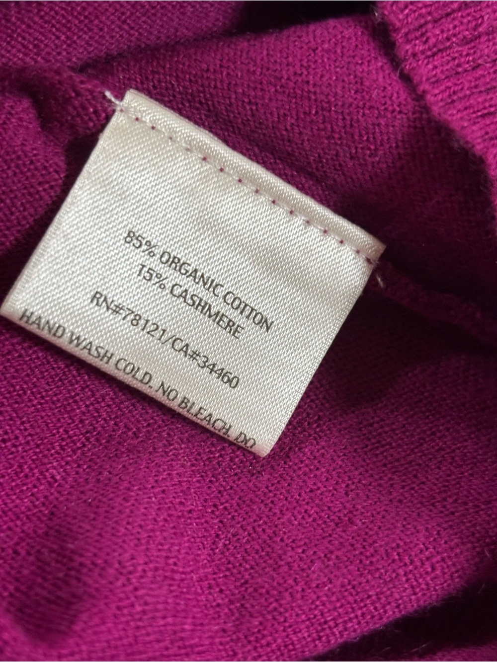 Eileen Fisher Magenta organic cotton/ cashmere Dolman boxy Sweater XL - Picture 7 of 8